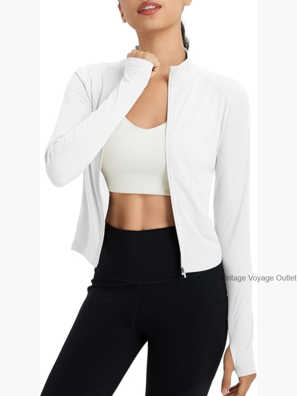 UPF 50+ Sun Protection Crop Jacket Lightweight Full Zip Activewear